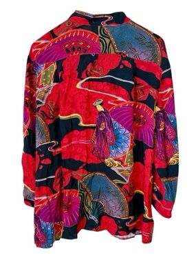 S.A. Rose Red and Purple Women's Geisha Girl Blouse AWESOME!